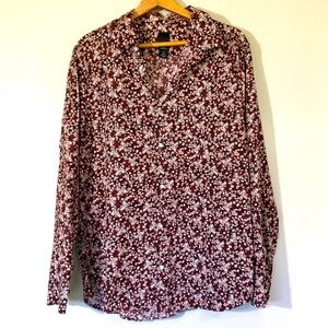 Vintage Y2K H & M Granny‎ Ditsy Floral Slim Fit Button Up Shirt